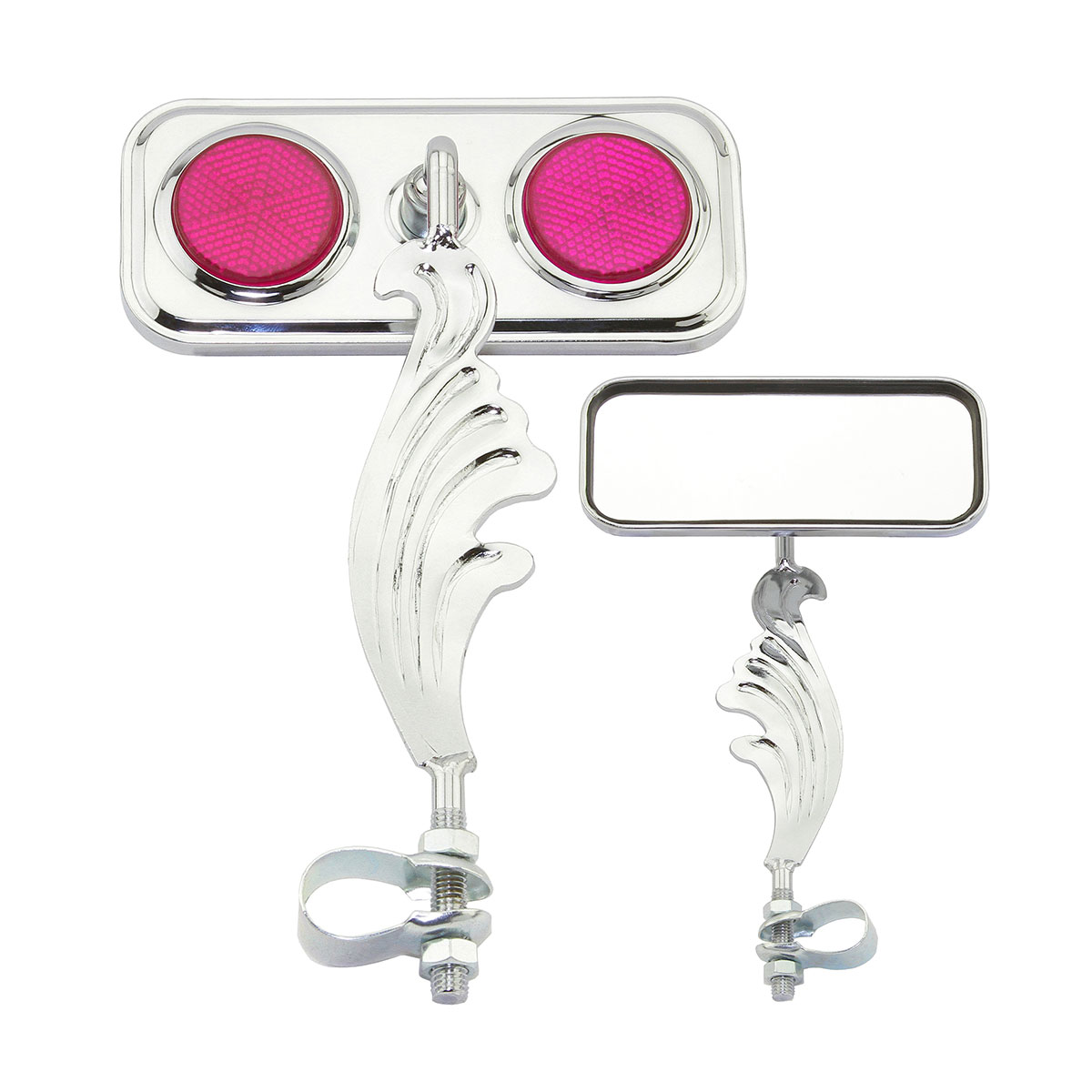 Rectangle Wing Mirror Chrome Left Purple Reflectors.
